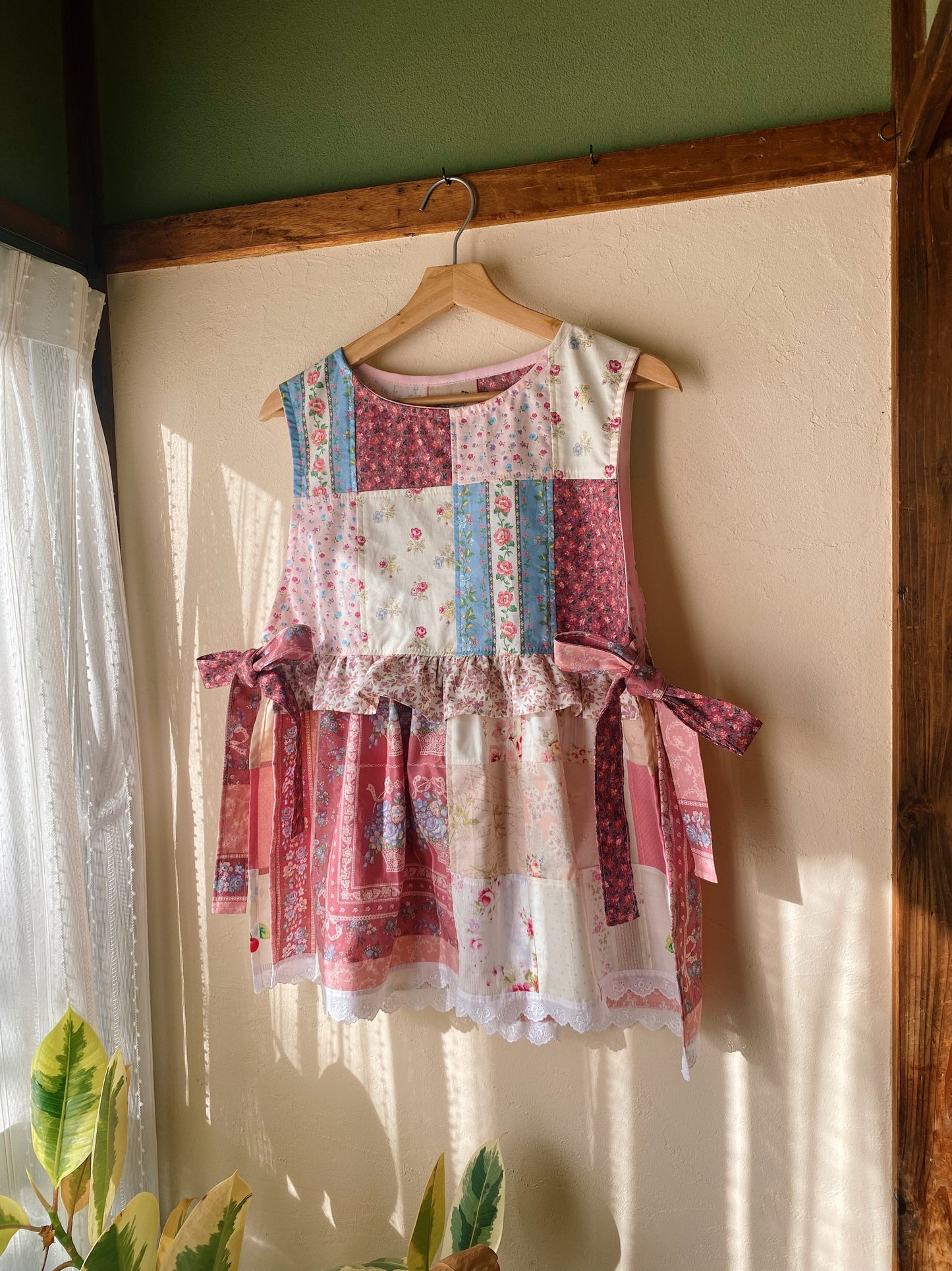 Patchwork Pinafore with double ruffles