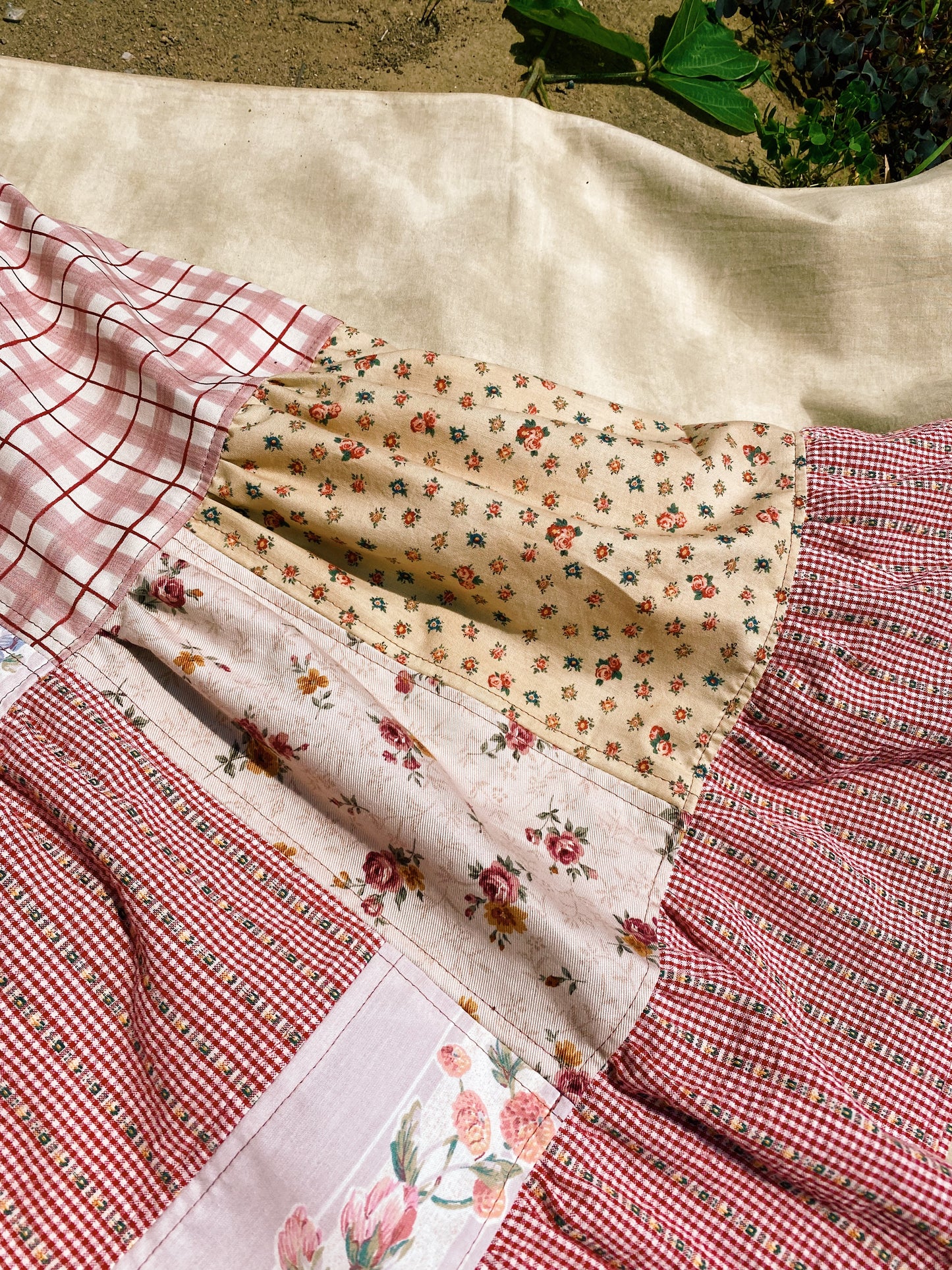 Patchwork tiered skirt