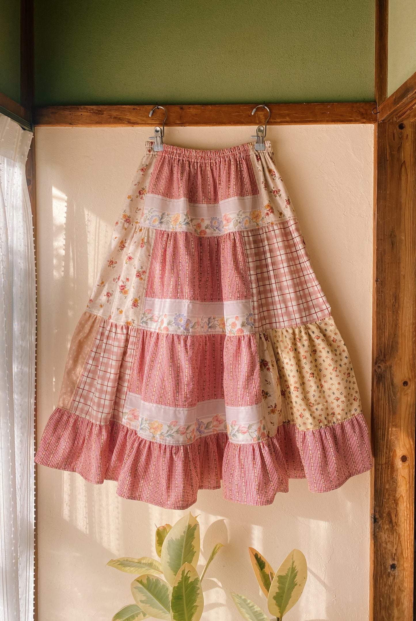 Patchwork tiered skirt