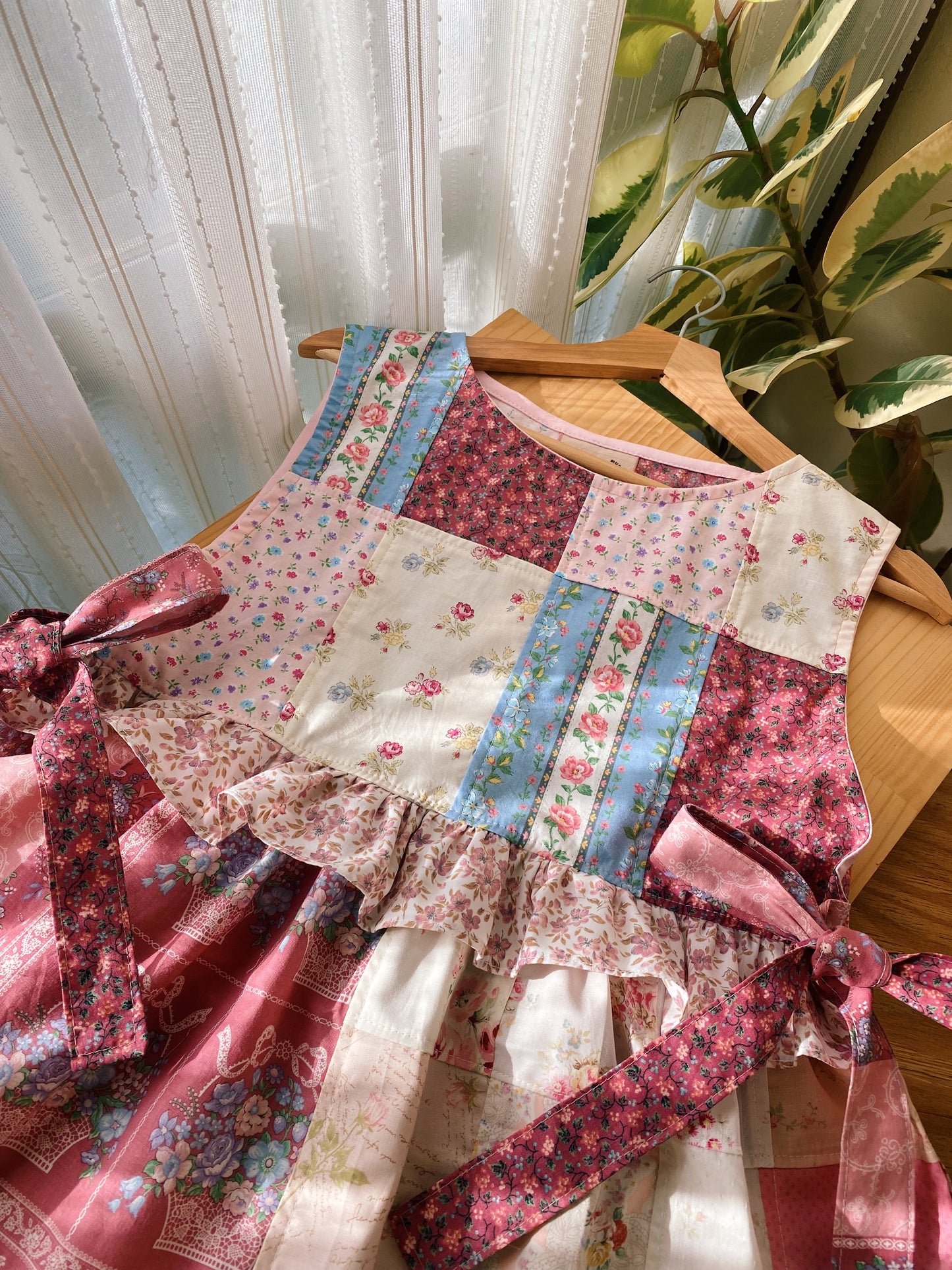 Patchwork Pinafore with double ruffles