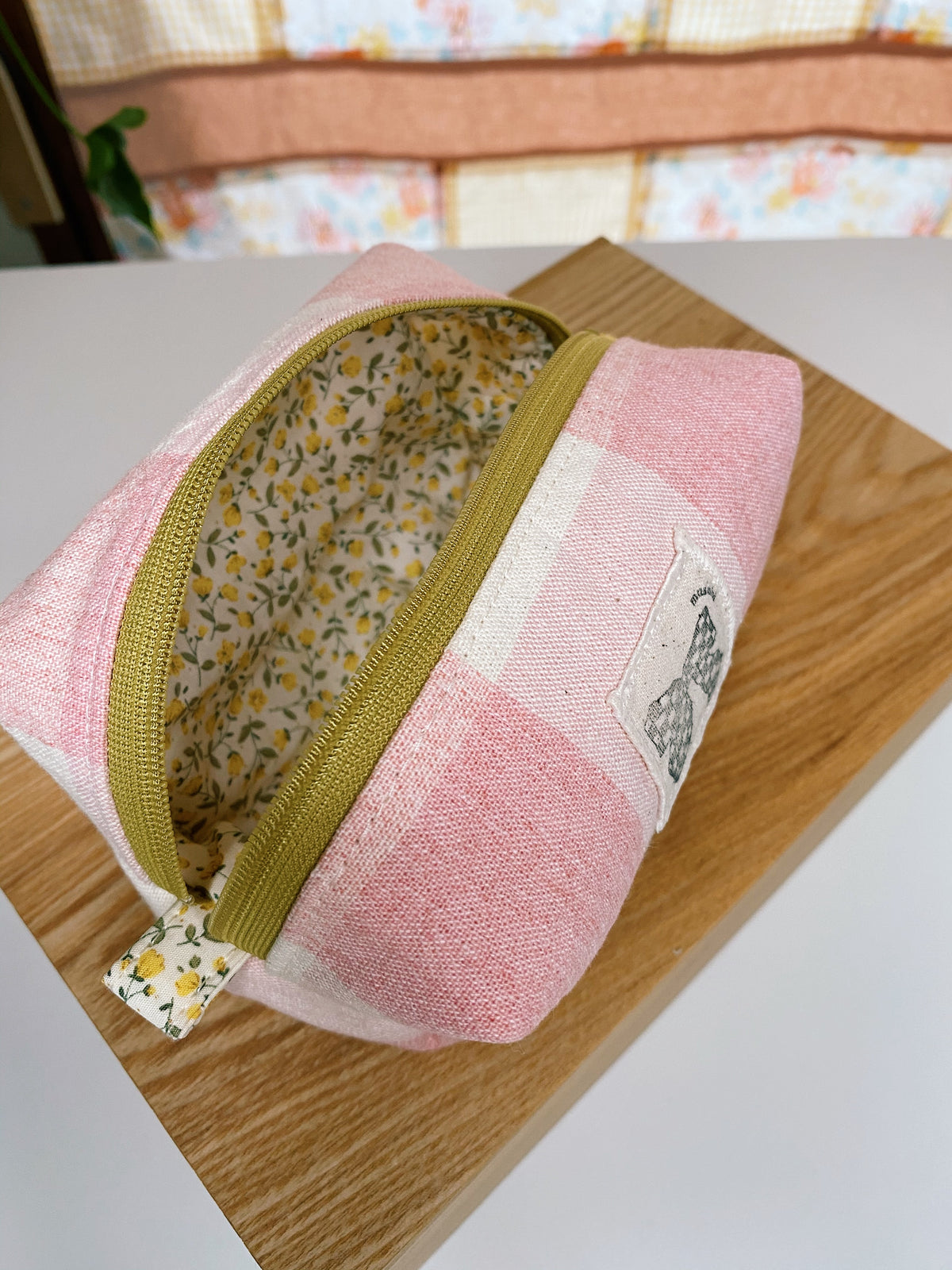 Pink Mini Pouch Mini pouch baby pink plaid – musubi