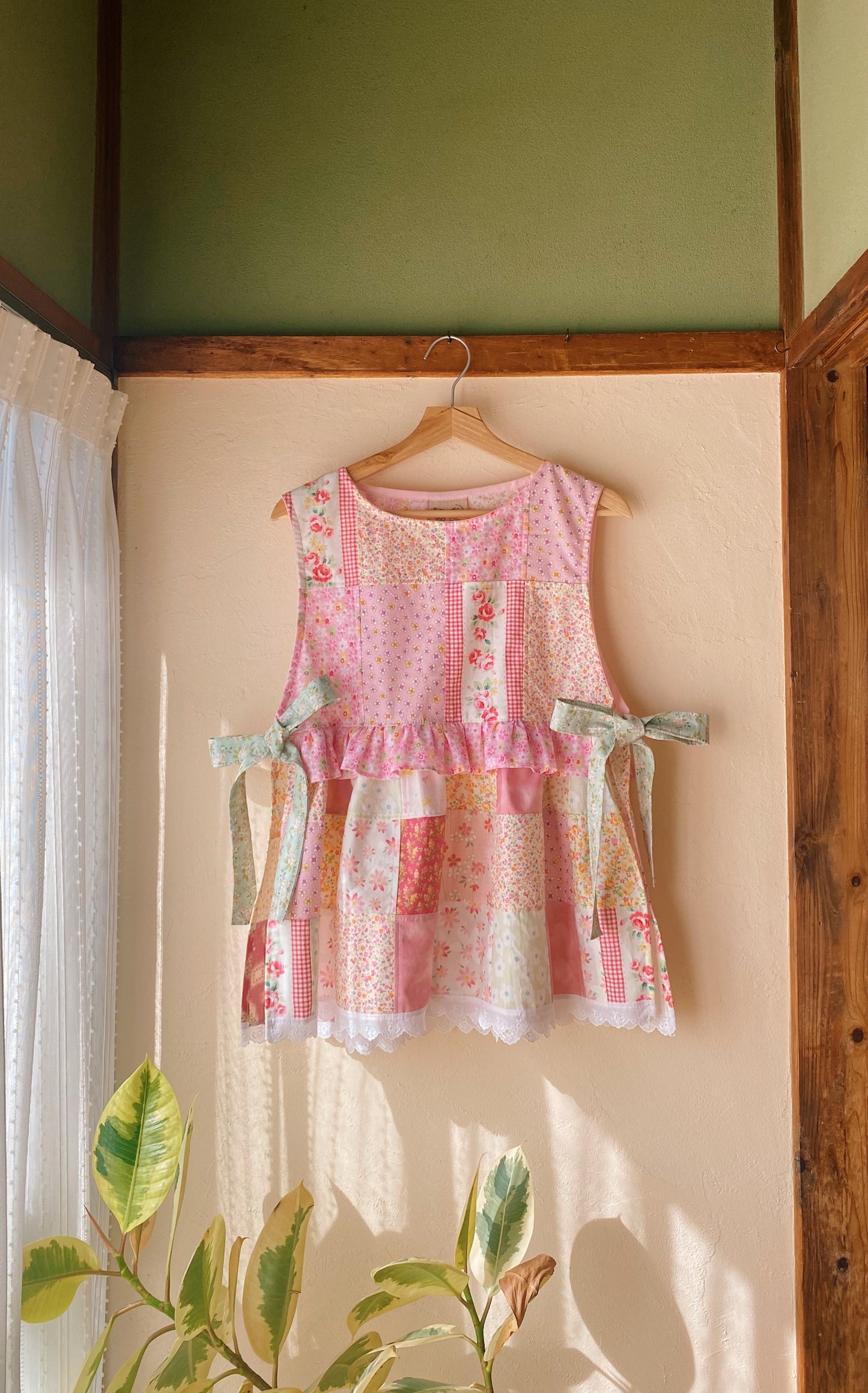 Patchwork Pinafore with double ruffle