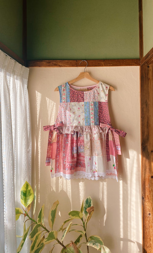 Patchwork Pinafore with double ruffles