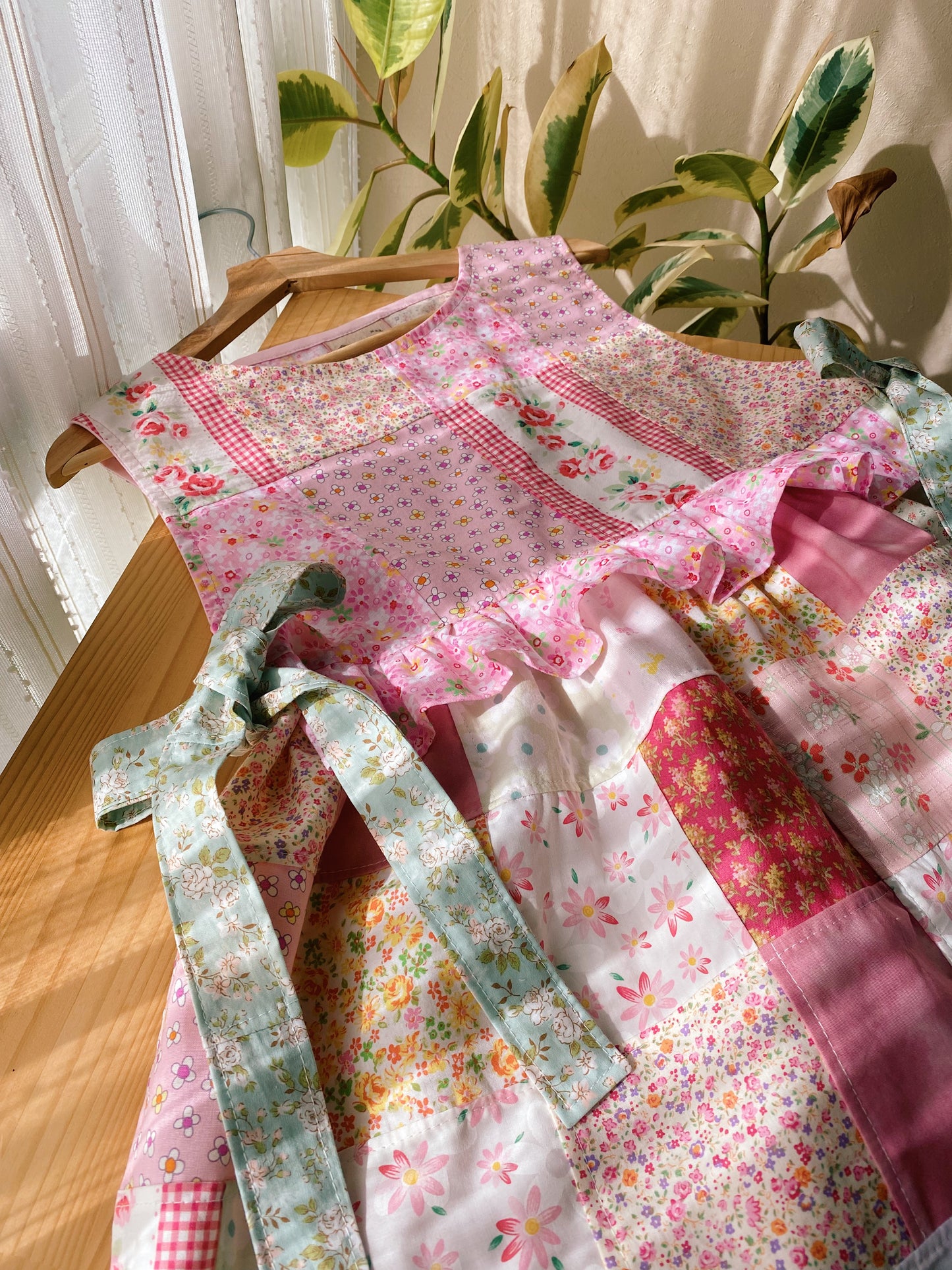 Patchwork Pinafore with double ruffle