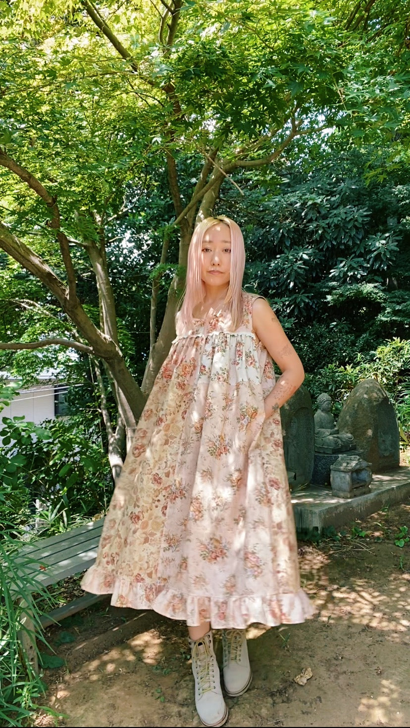 Fluffy floral patchwork dress