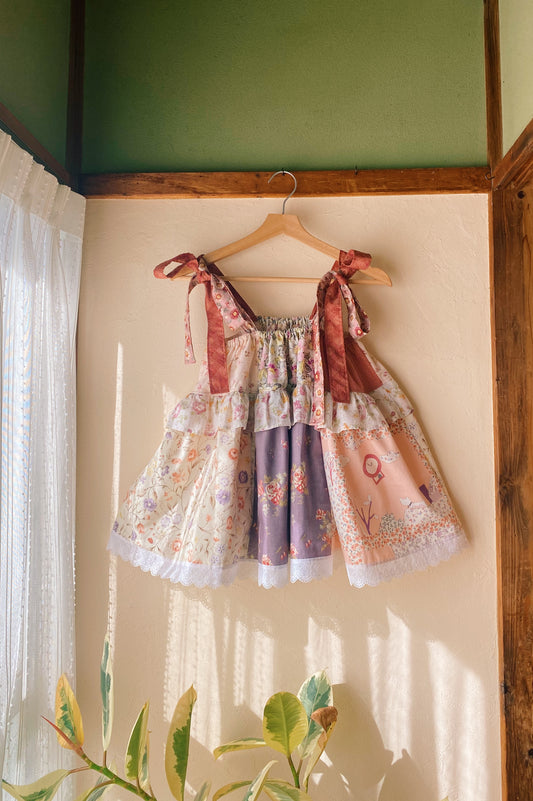 Patchwork fluffy double ruffle top