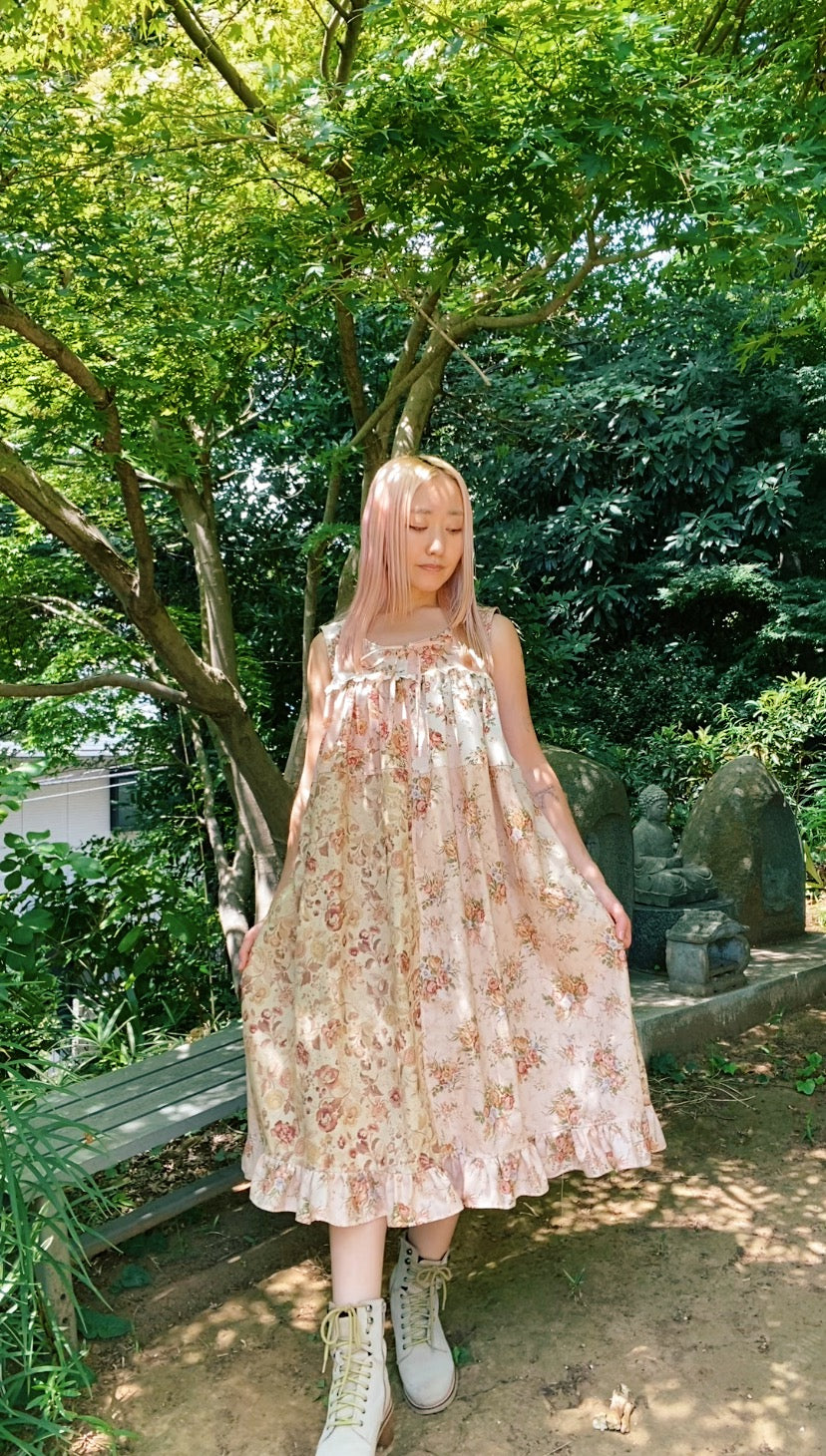 Fluffy floral patchwork dress