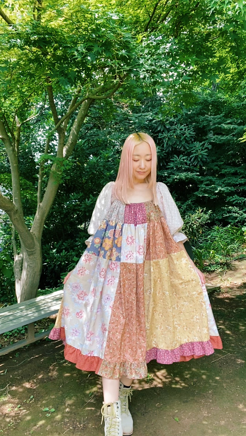 Voluminous patchwork dress