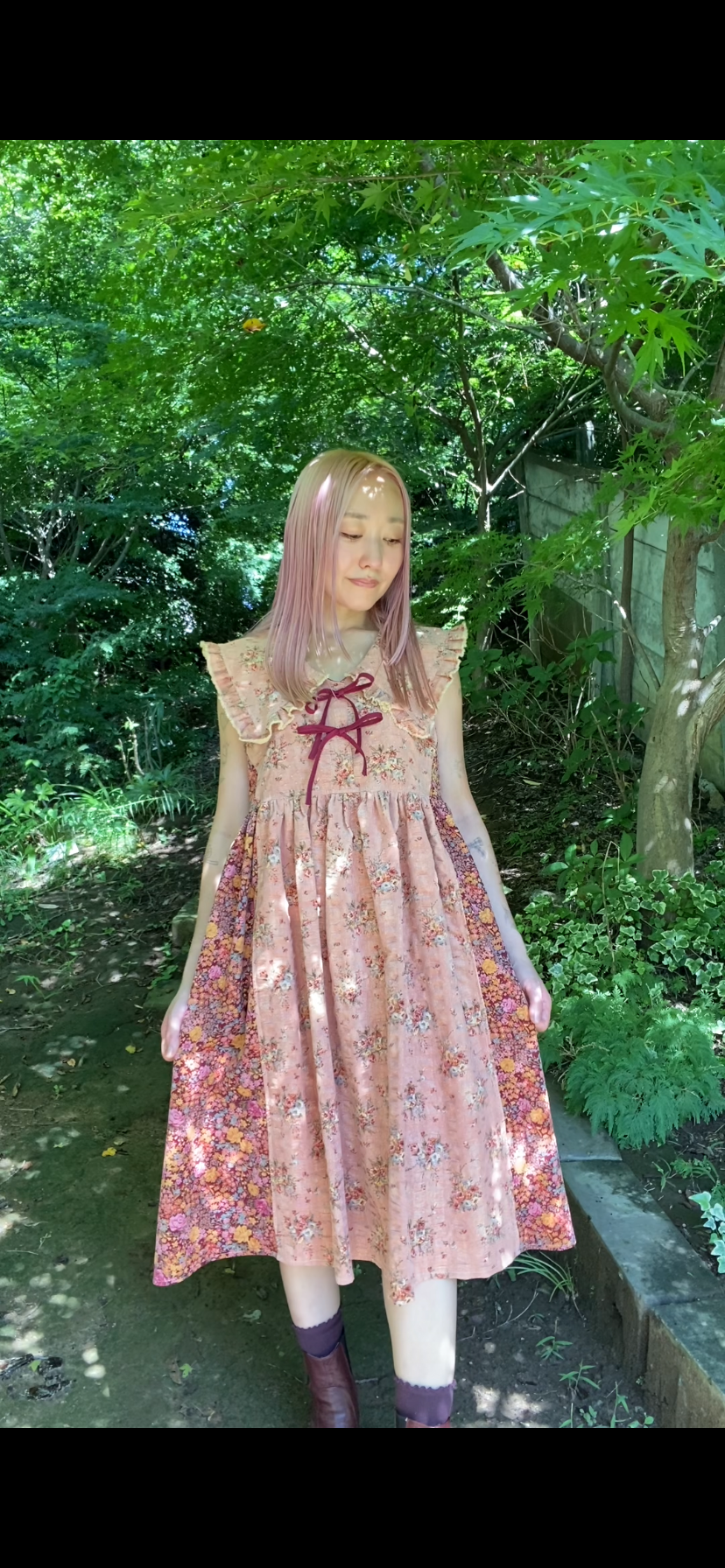 Floral corduroy dress